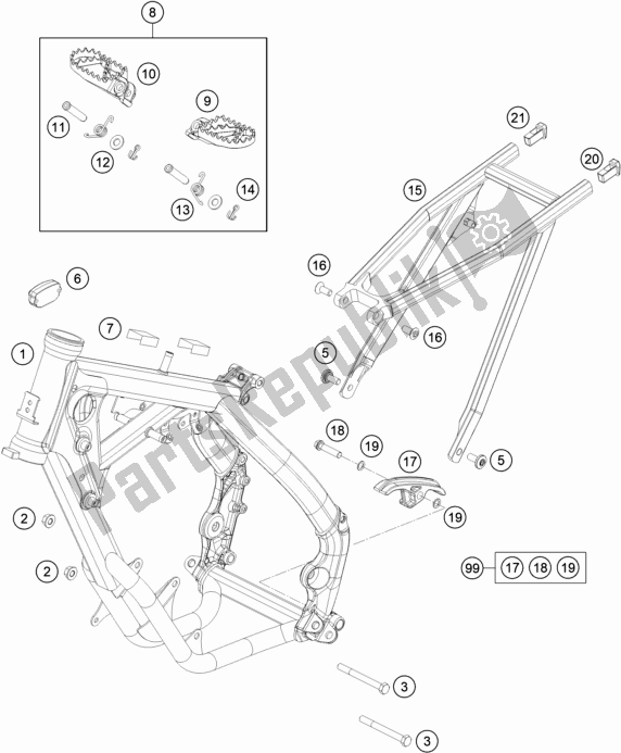 All parts for the Frame of the Husqvarna TC 65 EU 2021