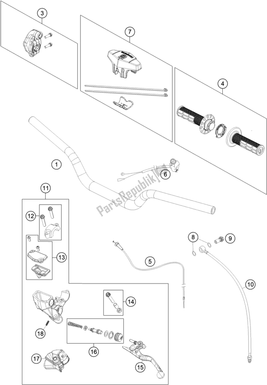 All parts for the Handlebar, Controls of the Husqvarna TC 65 EU 2021