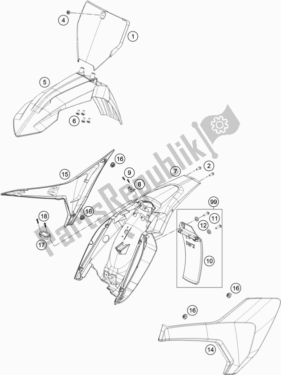 All parts for the Mask, Fenders of the Husqvarna TC 65 EU 2021