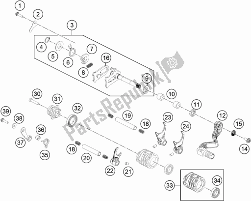 All parts for the Shifting Mechanism of the Husqvarna TC 65 EU 2021