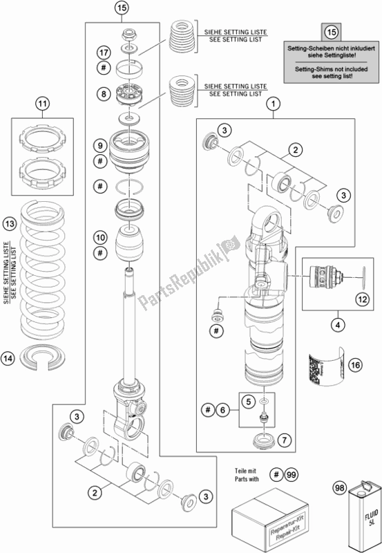 Todas as partes de Amortecedor Desmontado do Husqvarna TC 65 EU 2021