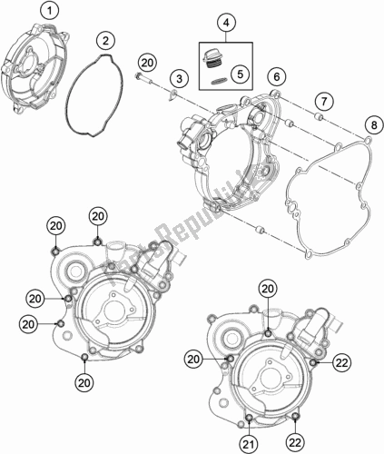 All parts for the Clutch Cover of the Husqvarna TC 65 EU 2022