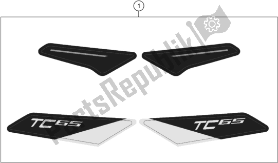 All parts for the Decal of the Husqvarna TC 65 EU 2022