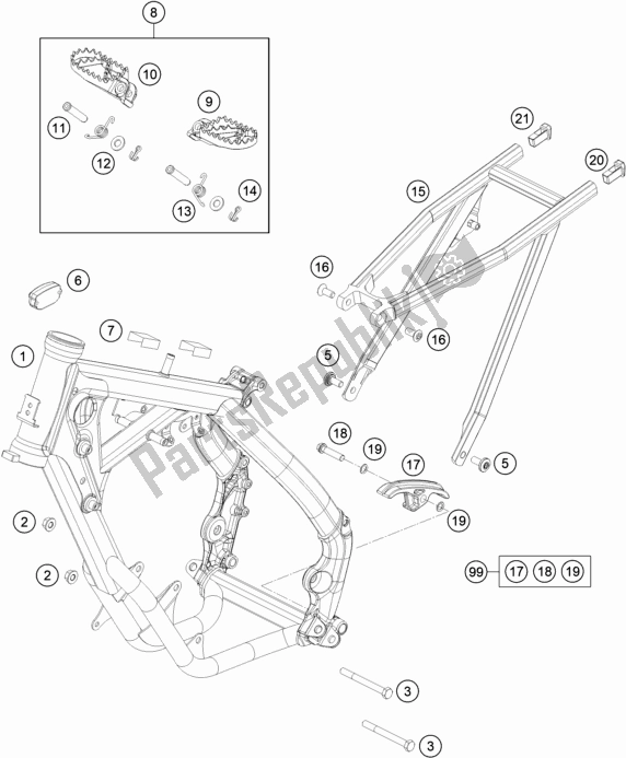 All parts for the Frame of the Husqvarna TC 65 EU 2022
