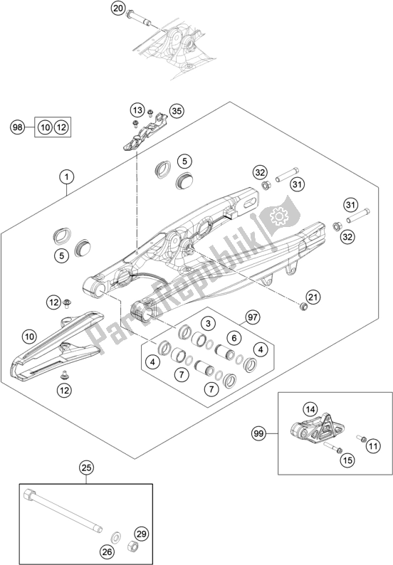 All parts for the Swing Arm of the Husqvarna TC 65 EU 2022