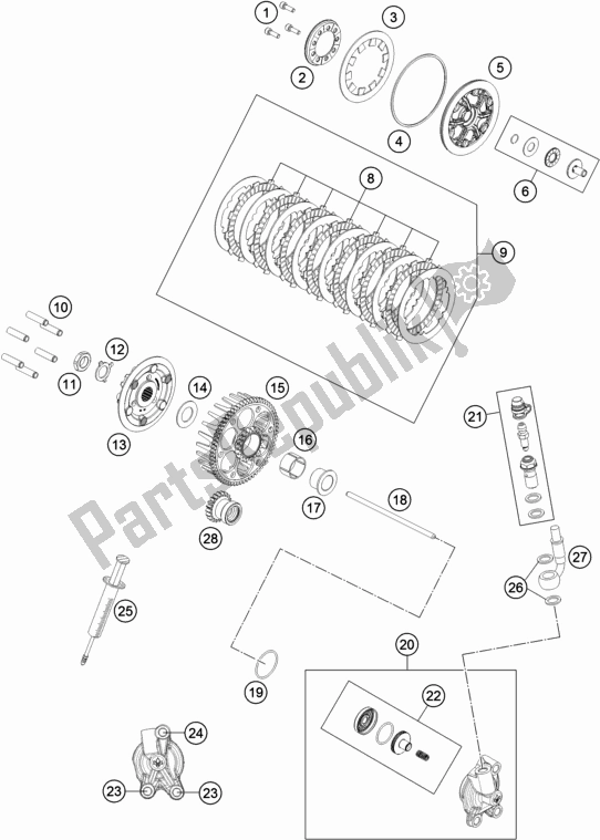 All parts for the Clutch of the Husqvarna TC 85 17/ 14 851714 2020