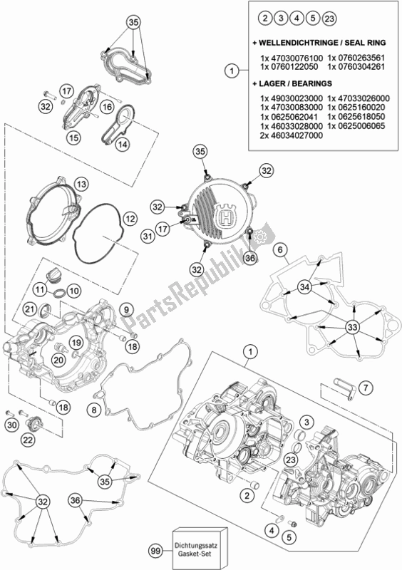 Todas as partes de Caixa Do Motor do Husqvarna TC 85 17/ 14 851714 2020
