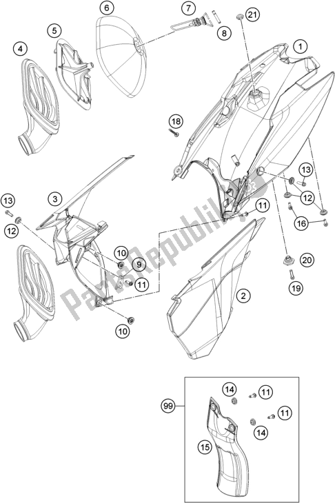 Alle onderdelen voor de Luchtfilter van de Husqvarna TC 85 17/ 14 EU 851714 2016