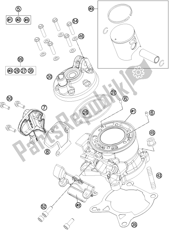 Toutes les pièces pour le Cylindre du Husqvarna TC 85 17/ 14 EU 851714 2016