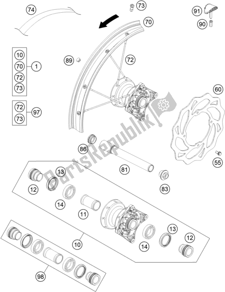 Wszystkie części do Przednie Ko? O Husqvarna TC 85 17/ 14 EU 851714 2016