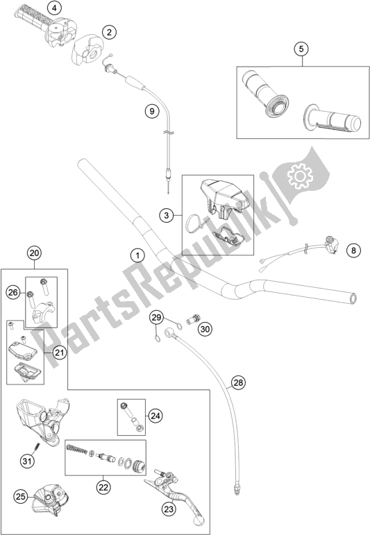 Alle onderdelen voor de Stuur, Bedieningselementen van de Husqvarna TC 85 17/ 14 EU 851714 2016