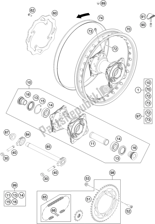 Wszystkie części do Tylne Ko? O Husqvarna TC 85 17/ 14 EU 851714 2016