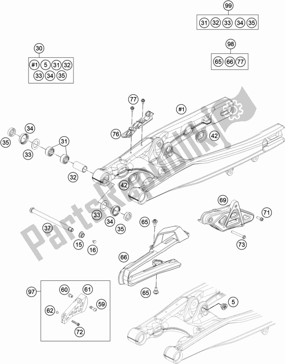 Toutes les pièces pour le Bras Oscillant du Husqvarna TC 85 17/ 14 EU 851714 2016