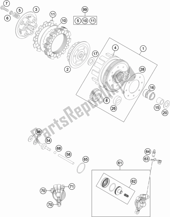 Toutes les pièces pour le Embrayage du Husqvarna TC 85 17/ 14 EU 851714 2017