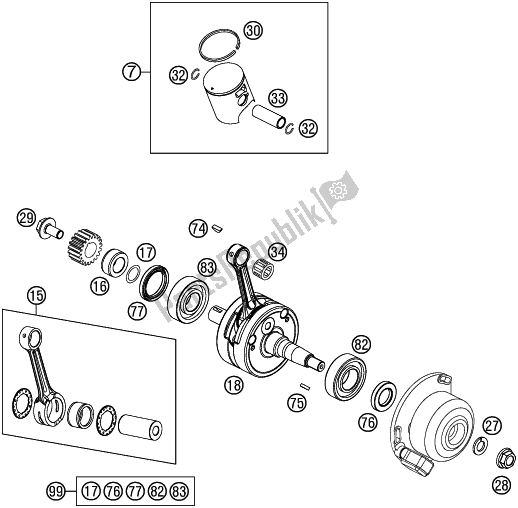 All parts for the Crankshaft, Piston of the Husqvarna TC 85 17/ 14 EU 851714 2017