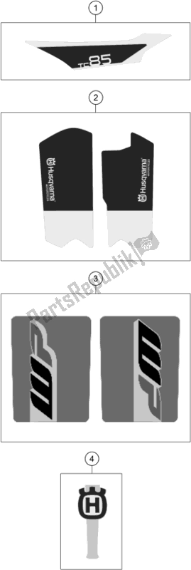 Tutte le parti per il Decalcomania del Husqvarna TC 85 17/ 14 EU 851714 2017