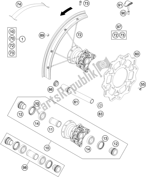 Toutes les pièces pour le Roue Avant du Husqvarna TC 85 17/ 14 EU 851714 2017