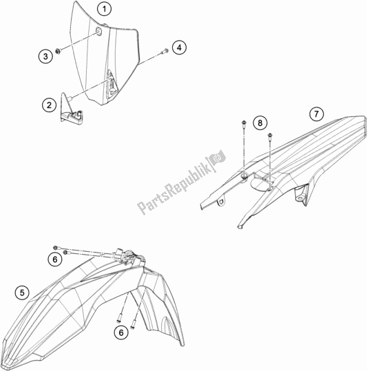 Todas as partes de Máscara, Pára-lamas do Husqvarna TC 85 17/ 14 EU 851714 2017