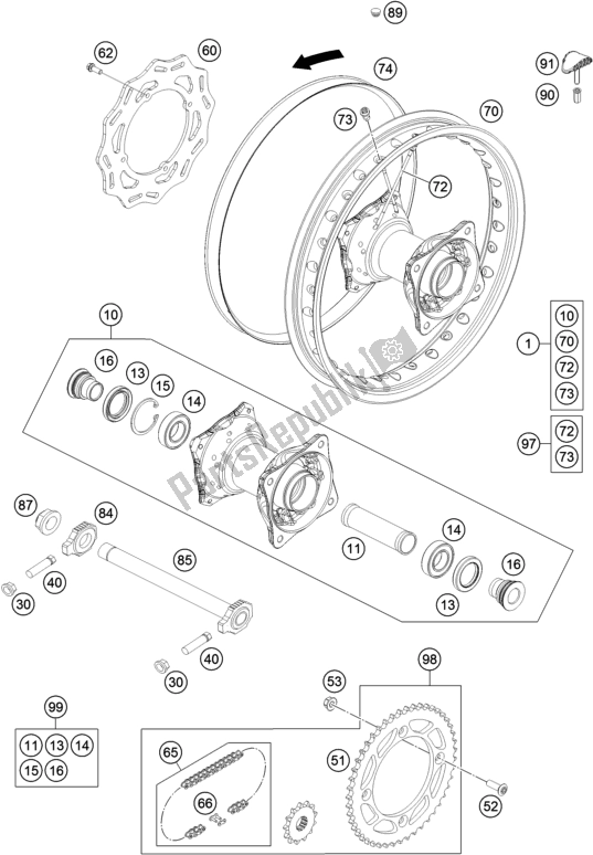 Toutes les pièces pour le Roue Arrière du Husqvarna TC 85 17/ 14 EU 851714 2017