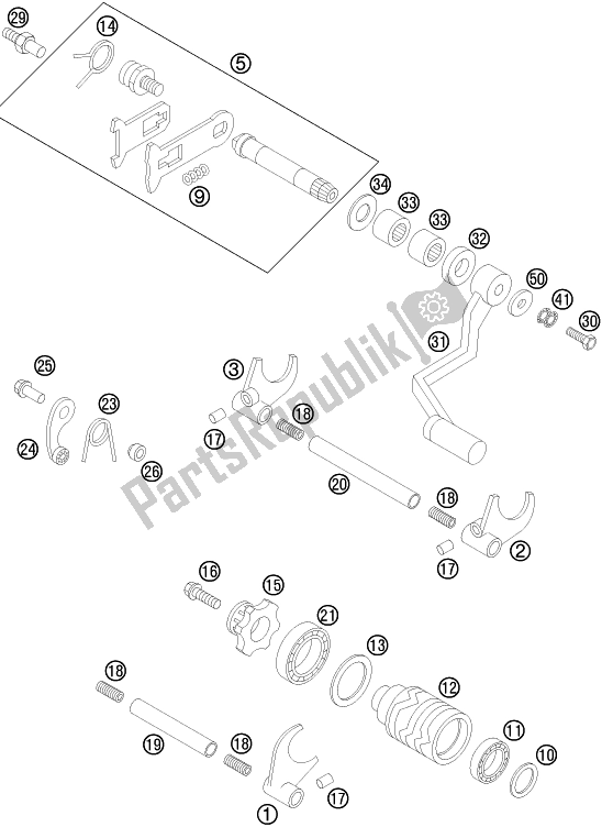 All parts for the Shifting Mechanism of the Husqvarna TC 85 17/ 14 EU 851714 2017