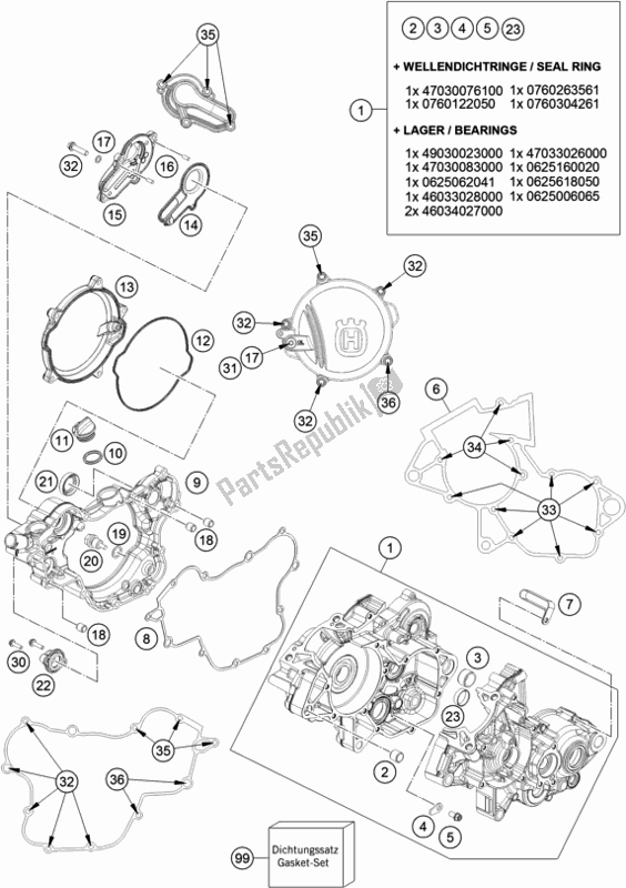 Toutes les pièces pour le Carter Moteur du Husqvarna TC 85 17/ 14 EU 851714 2018