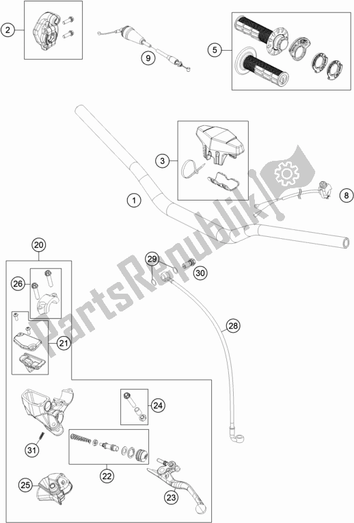 All parts for the Handlebar, Controls of the Husqvarna TC 85 17/ 14 EU 851714 2018