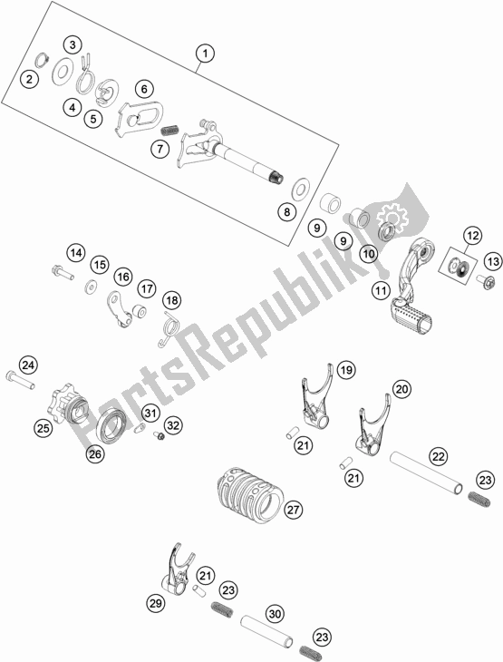 All parts for the Shifting Mechanism of the Husqvarna TC 85 17/ 14 EU 851714 2019