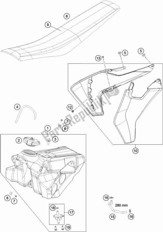 Tutte le parti per il Serbatoio, Sedile del Husqvarna TC 85 17/ 14 EU 851714 2019