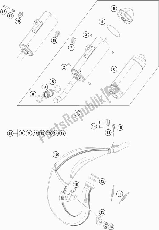 All parts for the Exhaust System of the Husqvarna TC 85 17/ 14 EU 851714 2020