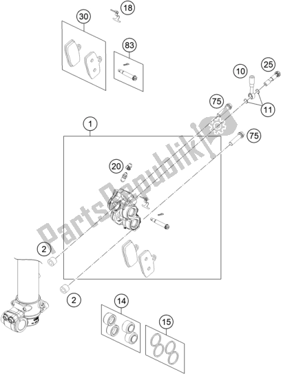 All parts for the Front Brake Caliper of the Husqvarna TC 85 17/ 14 EU 851714 2020