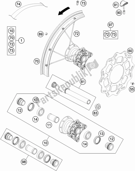 Wszystkie części do Przednie Ko? O Husqvarna TC 85 17/ 14 EU 851714 2020