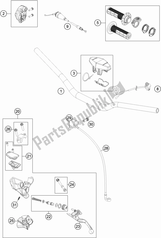 Toutes les pièces pour le Guidon, Commandes du Husqvarna TC 85 17/ 14 EU 851714 2020