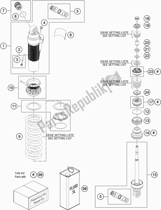 All parts for the Shock Absorber Disassembled of the Husqvarna TC 85 17/ 14 EU 851714 2020