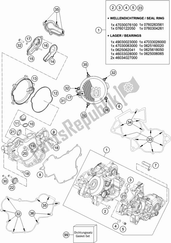 Todas as partes de Caixa Do Motor do Husqvarna TC 85 17/ 14 EU 851714 2021