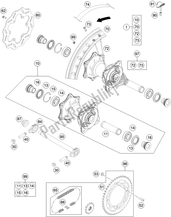 Toutes les pièces pour le Roue Arrière du Husqvarna TC 85 17/ 14 EU 851714 2021