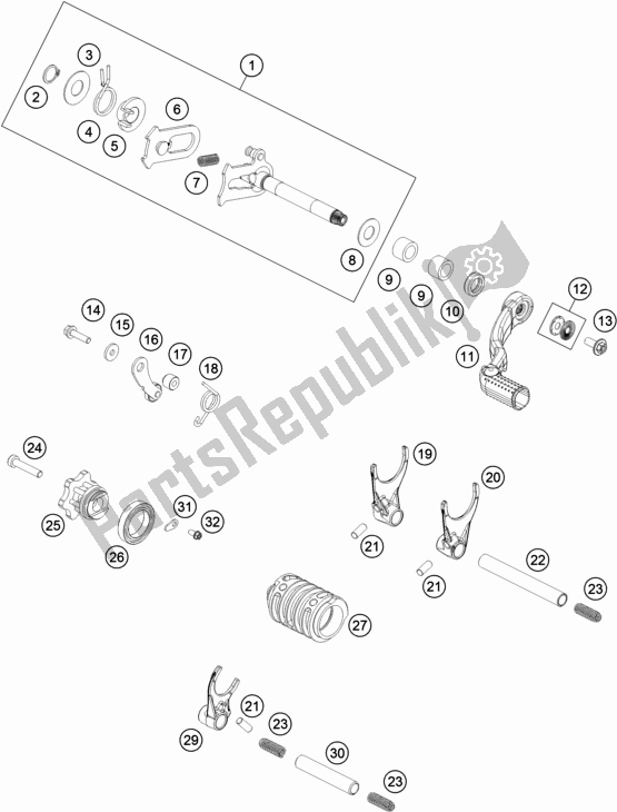 All parts for the Shifting Mechanism of the Husqvarna TC 85 17/ 14 EU 851714 2021