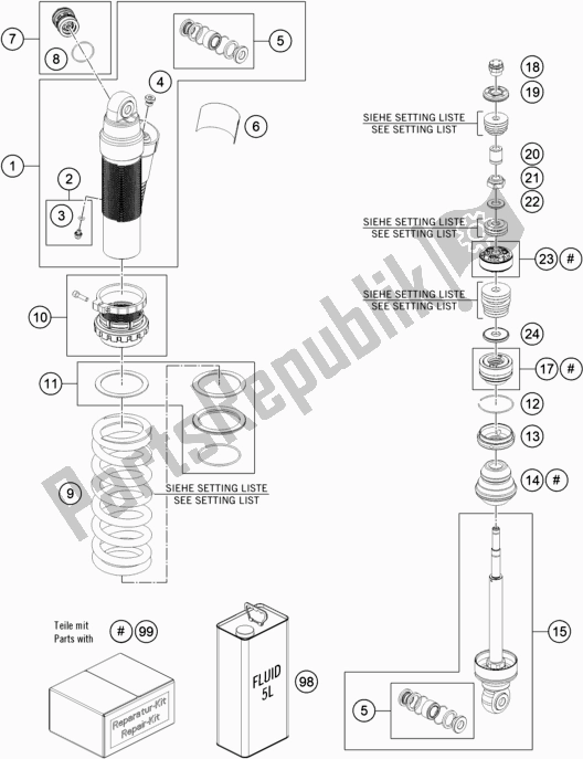 All parts for the Shock Absorber Disassembled of the Husqvarna TC 85 17/ 14 EU 851714 2021