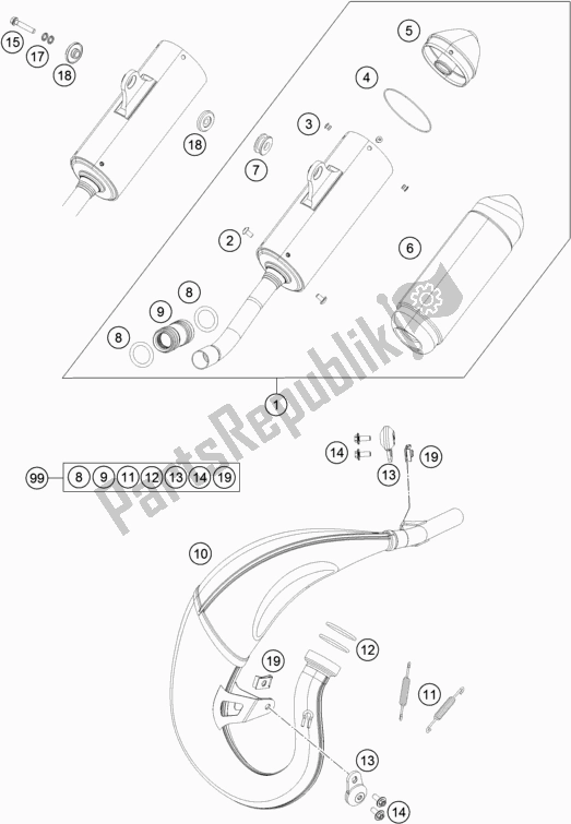 Tutte le parti per il Impianto Di Scarico del Husqvarna TC 85 17/ 14 EU 851714 2022