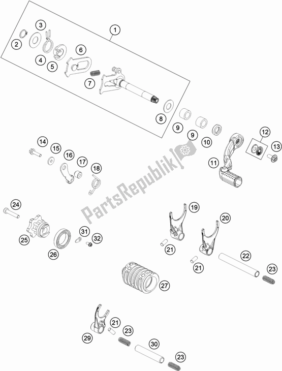 Wszystkie części do Mechanizm Zmiany Biegów Husqvarna TC 85 17/ 14 EU 851714 2022