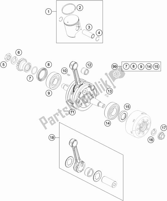 All parts for the Crankshaft, Piston of the Husqvarna TC 85 19/ 16 851916 2020