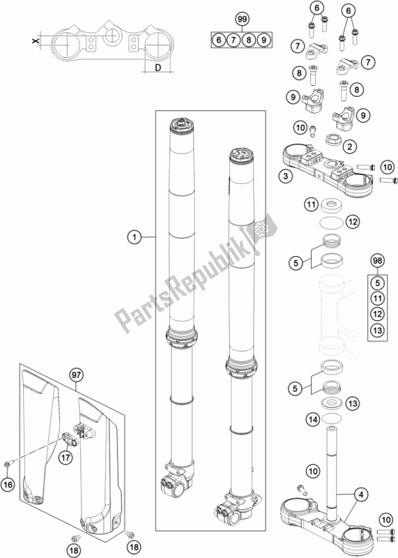 Todas as partes de Garfo Dianteiro, Braçadeira Tripla do Husqvarna TC 85 19/ 16 851916 2020