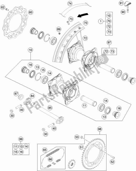 Tutte le parti per il Ruota Posteriore del Husqvarna TC 85 19/ 16 851916 2020