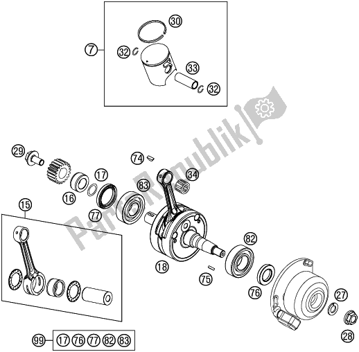 All parts for the Crankshaft, Piston of the Husqvarna TC 85 19/ 16 EU 851916 2016