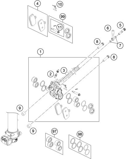 All parts for the Front Brake Caliper of the Husqvarna TC 85 19/ 16 EU 851916 2016