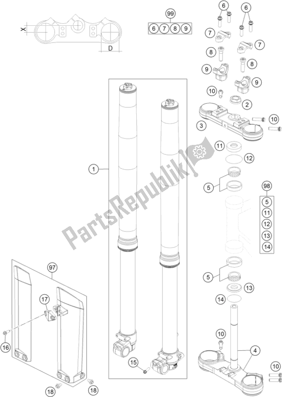 Tutte le parti per il Forcella Anteriore, Pinza Tripla del Husqvarna TC 85 19/ 16 EU 851916 2016