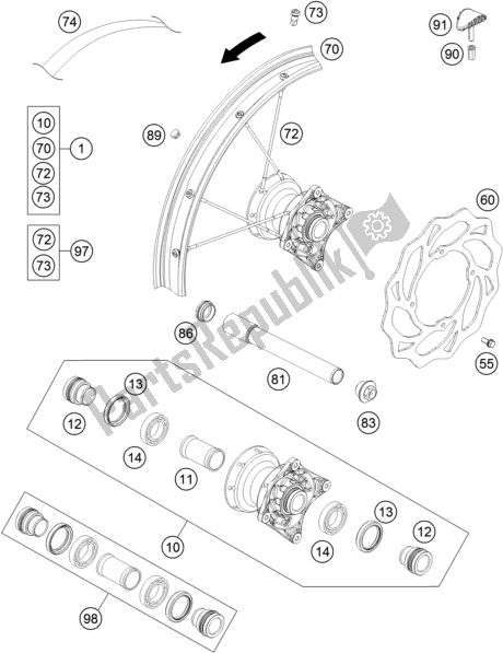 Alle onderdelen voor de Voorwiel van de Husqvarna TC 85 19/ 16 EU 851916 2016