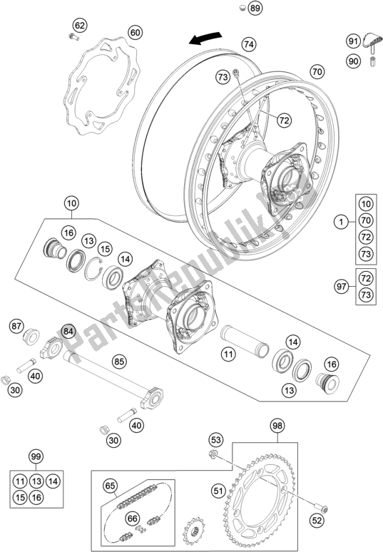 Tutte le parti per il Ruota Posteriore del Husqvarna TC 85 19/ 16 EU 851916 2016