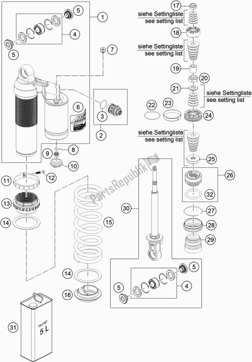 All parts for the Shock Absorber Disassembled of the Husqvarna TC 85 19/ 16 EU 851916 2016