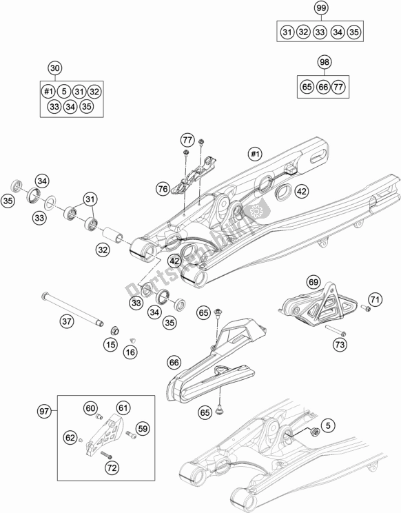 Tutte le parti per il Forcellone del Husqvarna TC 85 19/ 16 EU 851916 2016