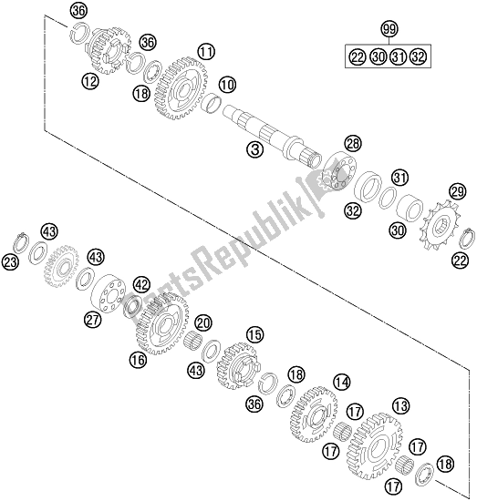 Alle onderdelen voor de Transmissie Ii - Secundaire As van de Husqvarna TC 85 19/ 16 EU 851916 2016